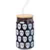 Silver Buffalo Disney Villains Featuring Scar, Maleficent, Ursula, Evil Queen, and Hades Chrome Glass Jar Tumbler with Bamboo Lid and Glass Straw, 16 Ounces(Friday the 13th)