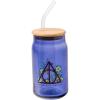 Silver Buffalo Disney Villains Featuring Scar, Maleficent, Ursula, Evil Queen, and Hades Chrome Glass Jar Tumbler with Bamboo Lid and Glass Straw, 16 Ounces(Harry Potter: The Deathly Hallows)