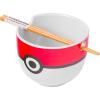 Silver Buffalo Pokemon Pokeball Ceramic Ramen Noodle Bowl with Chopsticks, Microwave Safe, 20 Ounces(Pokemon Pokeball)