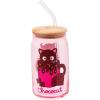 Silver Buffalo Sanrio Hello Kitty and Friends Cinnamoroll Polaroids Glass Jar Tumbler with Bamboo Lid and Glass Straw, 16 Ounces(Chococat Chocolate)