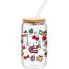Silver Buffalo Sanrio Hello Kitty and Friends Cinnamoroll Polaroids Glass Jar Tumbler with Bamboo Lid and Glass Straw, 16 Ounces(Hello Kitty Christmas Sweets)