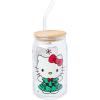 Silver Buffalo Sanrio Hello Kitty and Friends Cinnamoroll Polaroids Glass Jar Tumbler with Bamboo Lid and Glass Straw, 16 Ounces(Hello Kitty Christmas Tree Dress)
