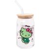 Silver Buffalo Sanrio Hello Kitty and Friends Cinnamoroll Polaroids Glass Jar Tumbler with Bamboo Lid and Glass Straw, 16 Ounces(Hello Kitty Frankenstein)