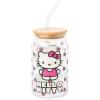 Silver Buffalo Sanrio Hello Kitty and Friends Cinnamoroll Polaroids Glass Jar Tumbler with Bamboo Lid and Glass Straw, 16 Ounces(Hello Kitty Strawberry)
