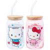 Silver Buffalo Sanrio Hello Kitty and Friends Cinnamoroll Polaroids Glass Jar Tumbler with Bamboo Lid and Glass Straw, 16 Ounces(Hello Kitty and Dear Daniel (2 Pack))