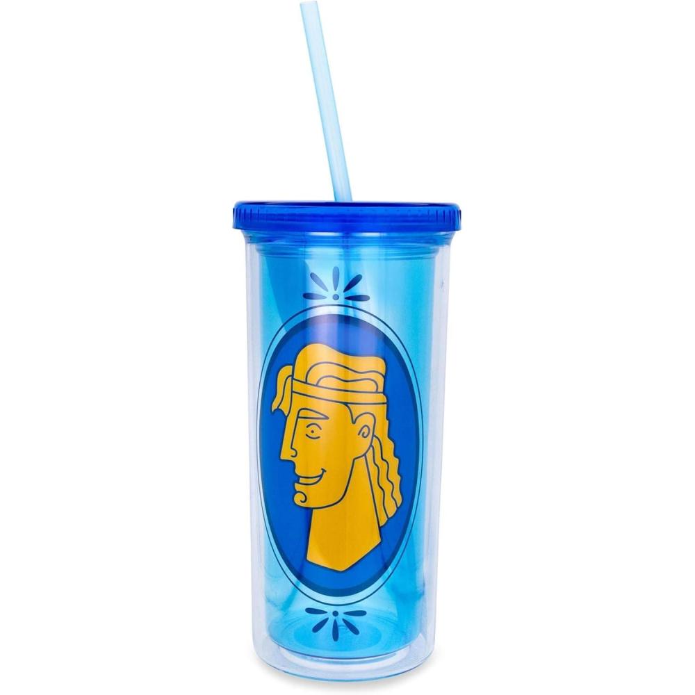 imageDisney Hercules DoubleWalled Plastic Travel Tumbler with Lid and Straw  20Ounce Tall Carnival Cold Cup For Drinks