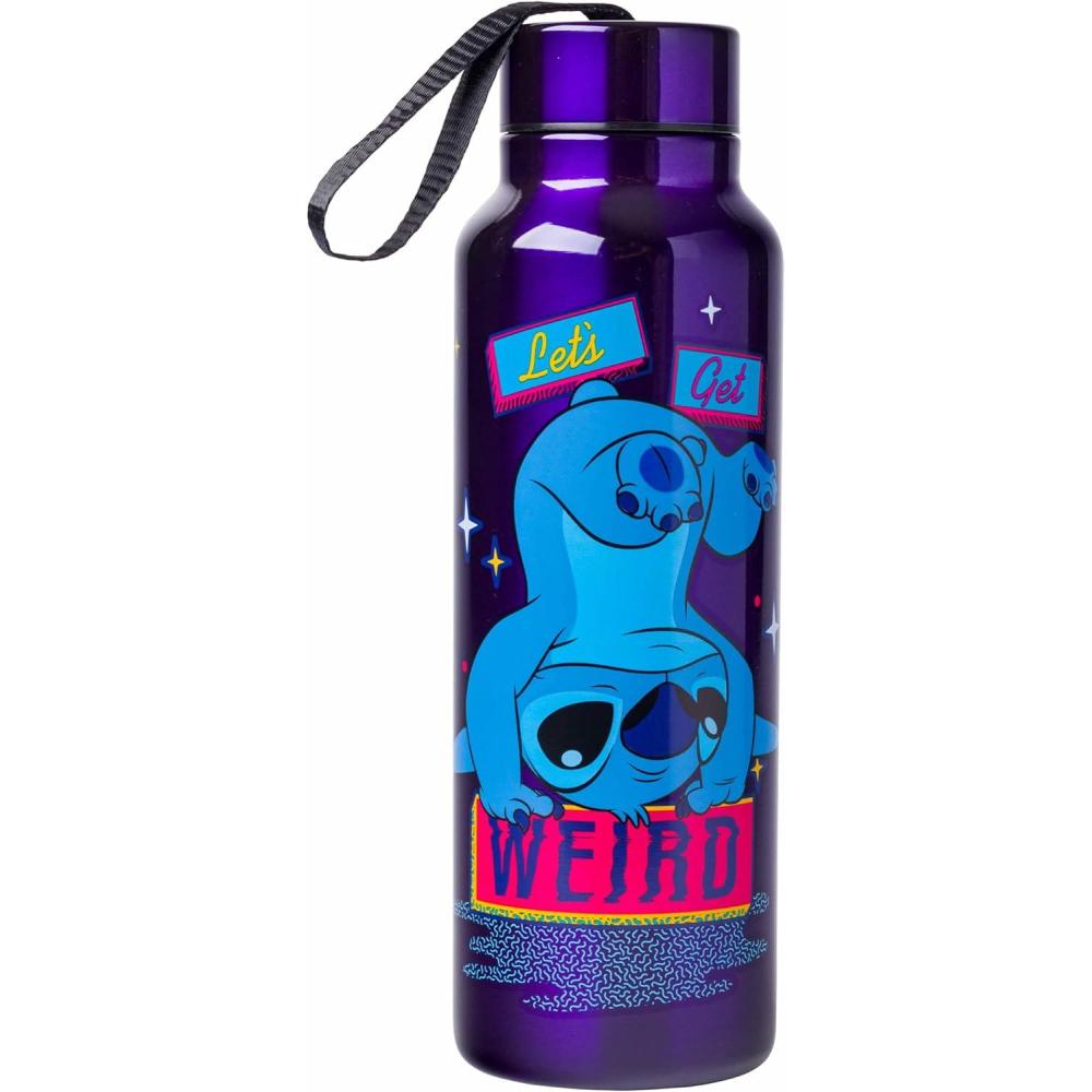 imageSilver Buffalo Beetlejuice Say it three times Stainless Steel Water Bottle with Strap Featuring Sandworm 27 OuncesGet Weird