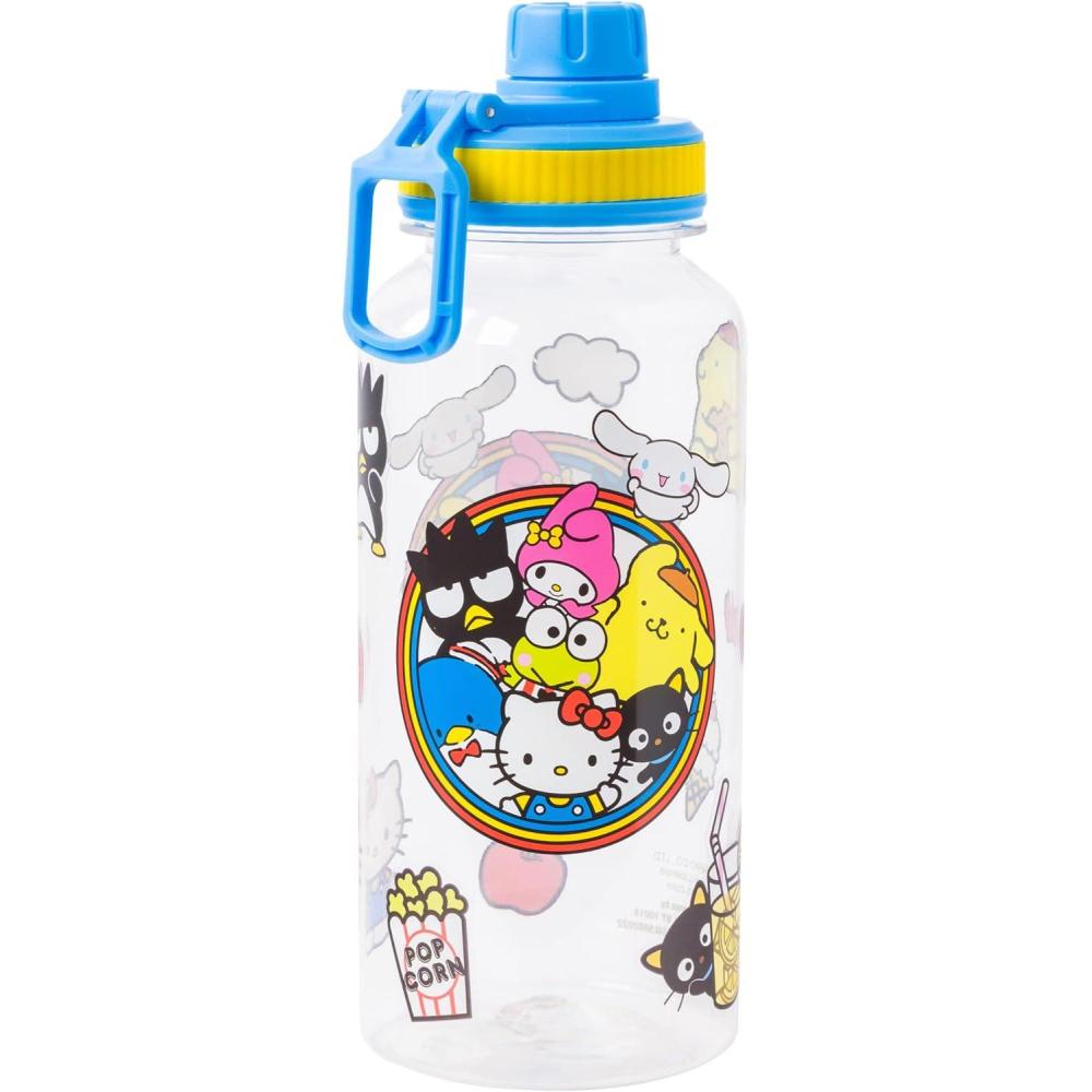 imageSilver Buffalo Bratz Airbrush Featuring Yasmin Sasha Jade and Cloe Twist Spout Plastic Water Bottle with Stickers You Stick Yourself 32 OuncesHello Kitty and Friends