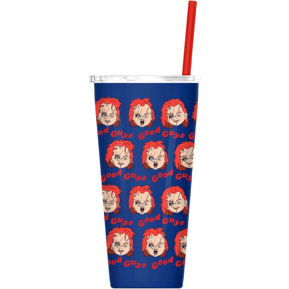 imageSilver Buffalo Care Bears Double Walled Stainless Steel Tumbler with Straw  22 Ounces Featuring Grumpy LoveALot Cheer Wish and Good Luck BearsBlueMulti