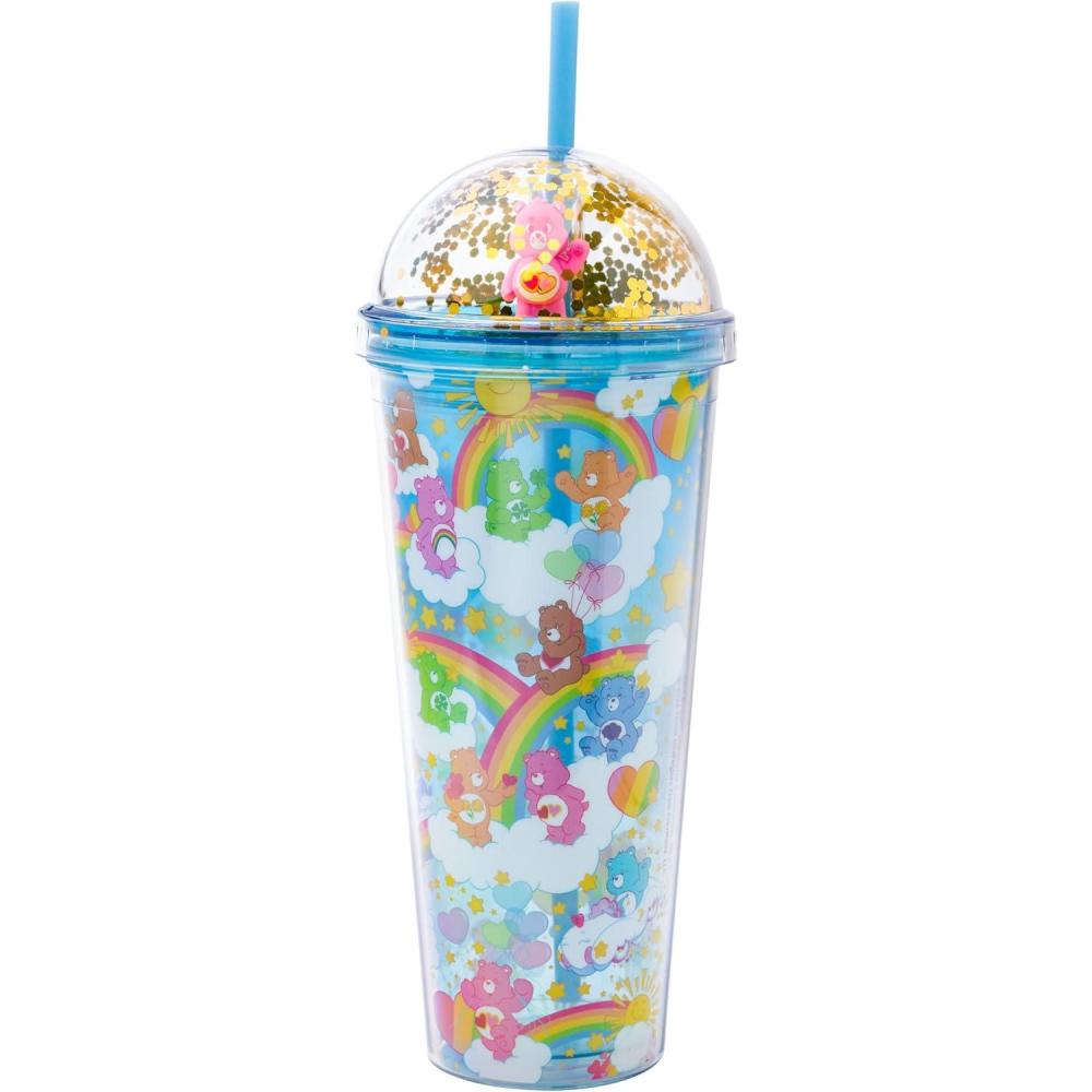 imageSilver Buffalo Care Bears Multi Character Rainbows Clouds and Stars 24oz Dome Top Travel Tumbler