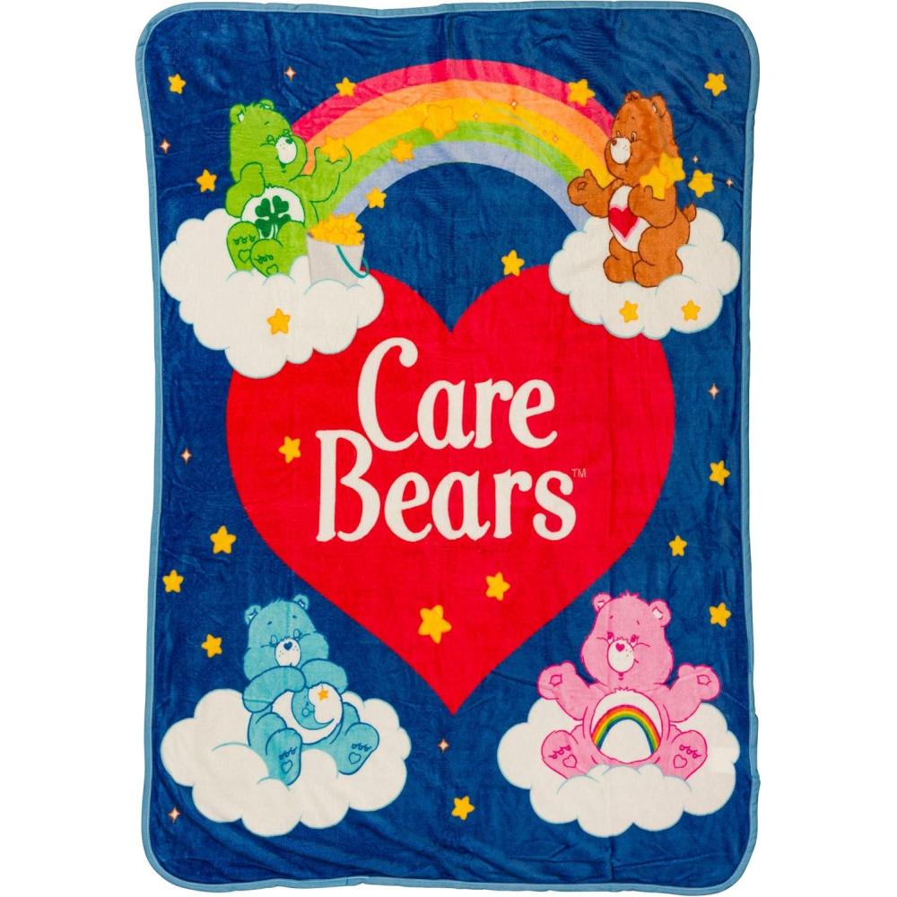 imageSilver Buffalo Care Bears Plush Fleece Throw Blanket 45quot x 60quot 250 GSMCare Bears and Heart Logo