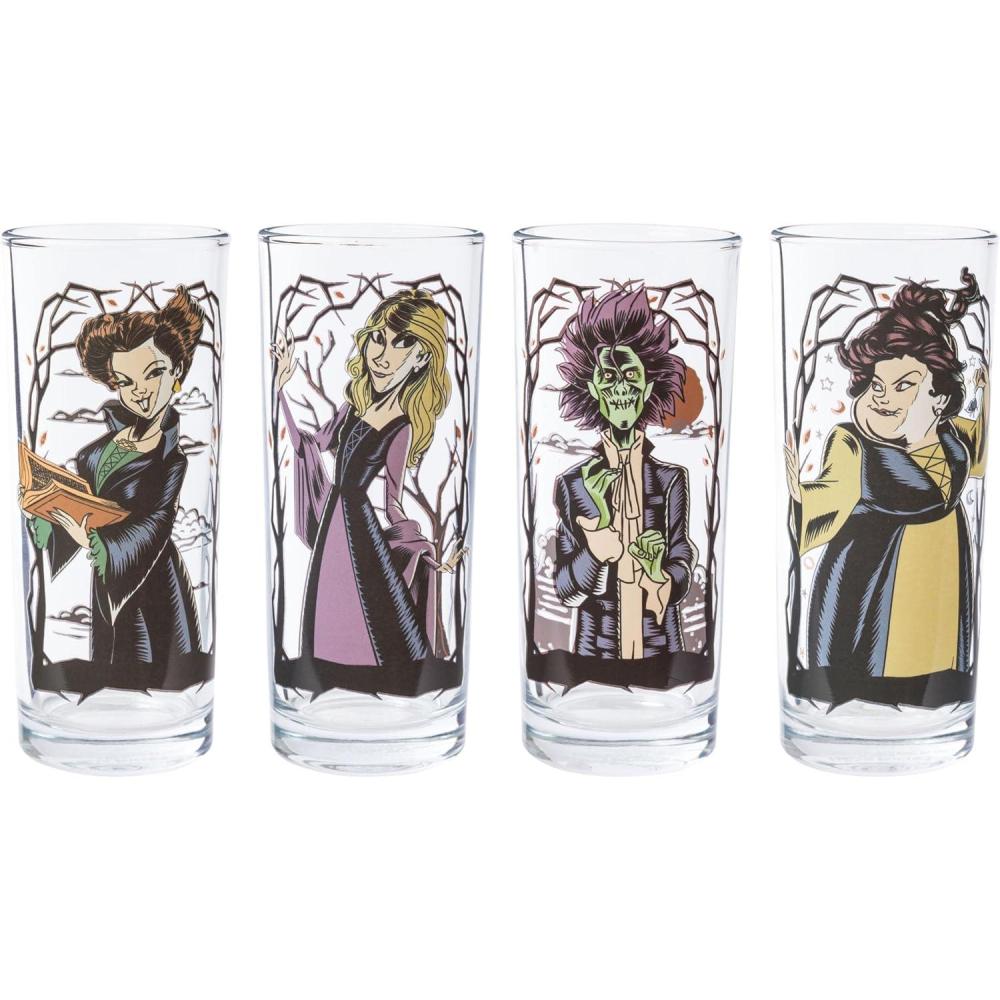 imageSilver Buffalo Disney Hocus Pocus 4Pack Tumbler Glass Set Featuring Winifred Sarah and Mary Sanderson 10 Ounces