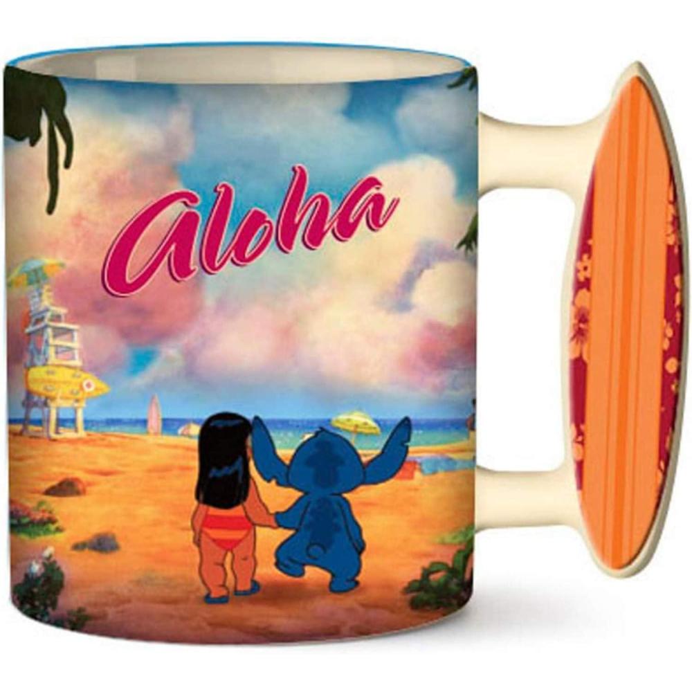 imageSilver Buffalo Disney Lilo and Stitch Beauty and the Beast Costume Be Our Guest Ceramic Mug 20 Ounces3D Sculpted Surfboard Handle 20 Ounces