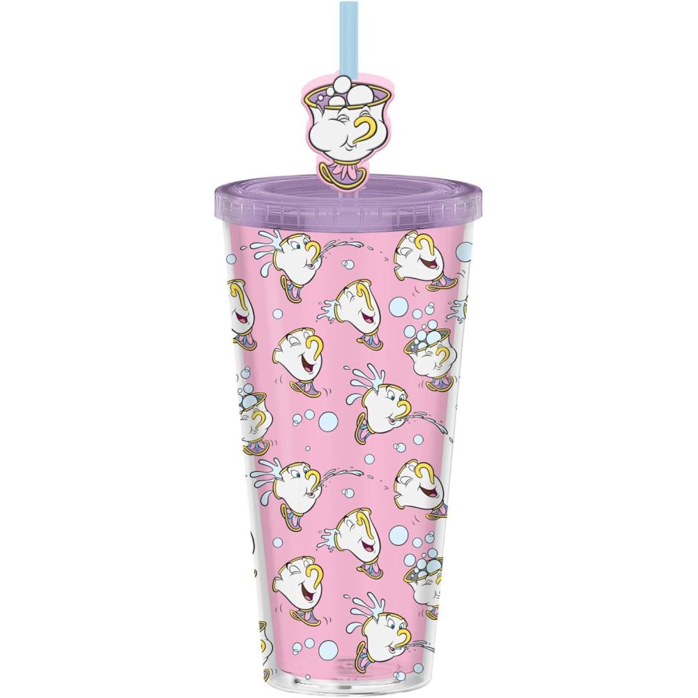 imageSilver Buffalo Disney Lilo and Stitch Cosmic Surfer Plastic Cold Cup with Lid and Straw Topper 24 OuncesBeauty and the Beast Chip