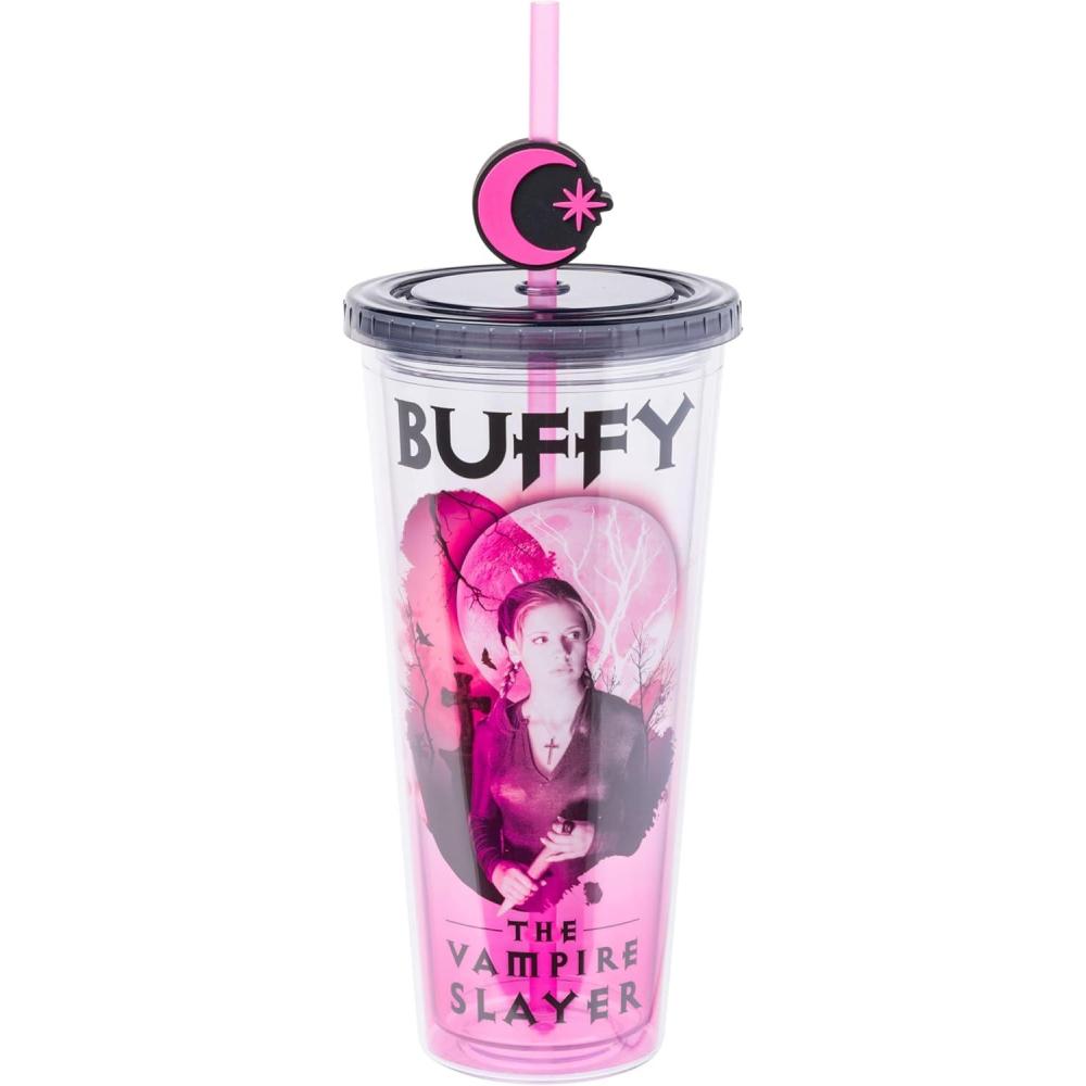 imageSilver Buffalo Disney Lilo and Stitch Cosmic Surfer Plastic Cold Cup with Lid and Straw Topper 24 OuncesBuffy the Vampire Slayer