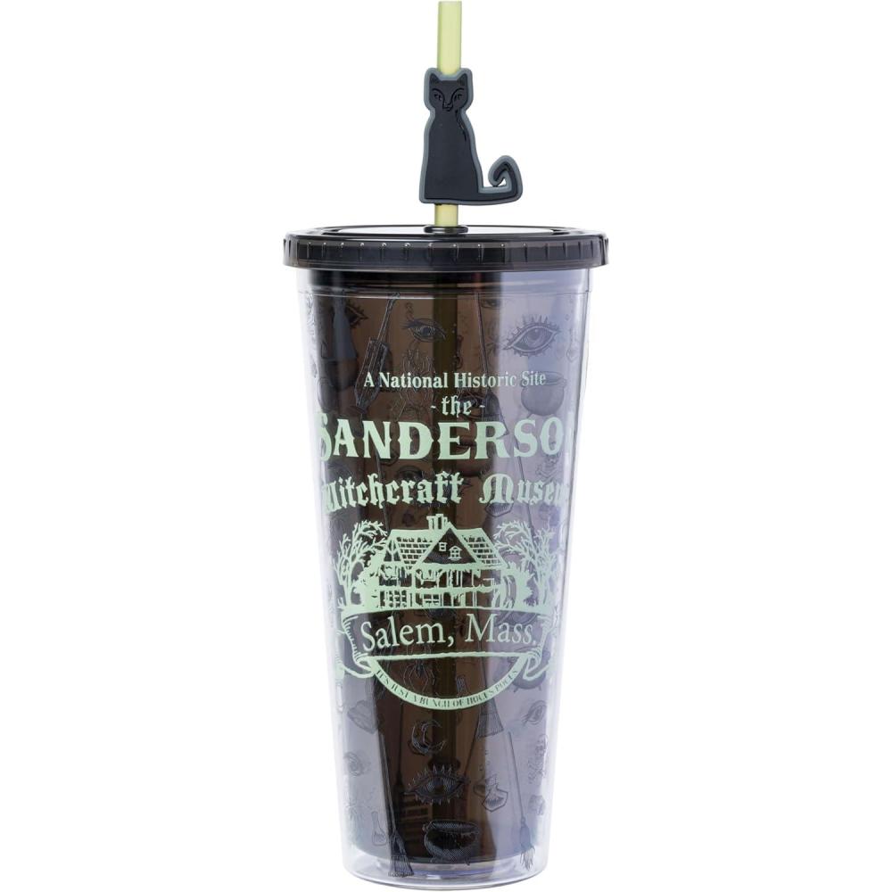 imageSilver Buffalo Disney Lilo and Stitch Cosmic Surfer Plastic Cold Cup with Lid and Straw Topper 24 OuncesHocus Pocus  Glow in the Dark