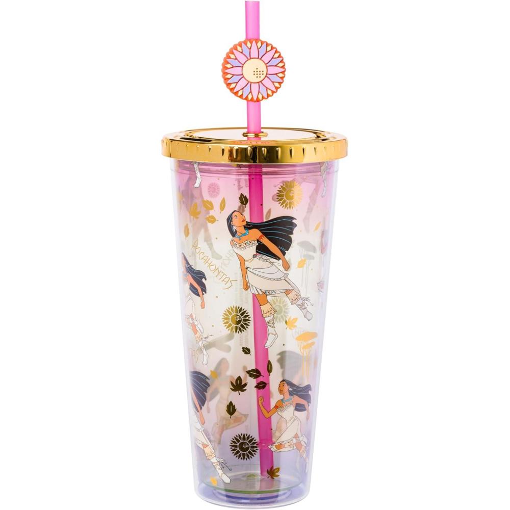 imageSilver Buffalo Disney Lilo and Stitch Cosmic Surfer Plastic Cold Cup with Lid and Straw Topper 24 OuncesPocahontas