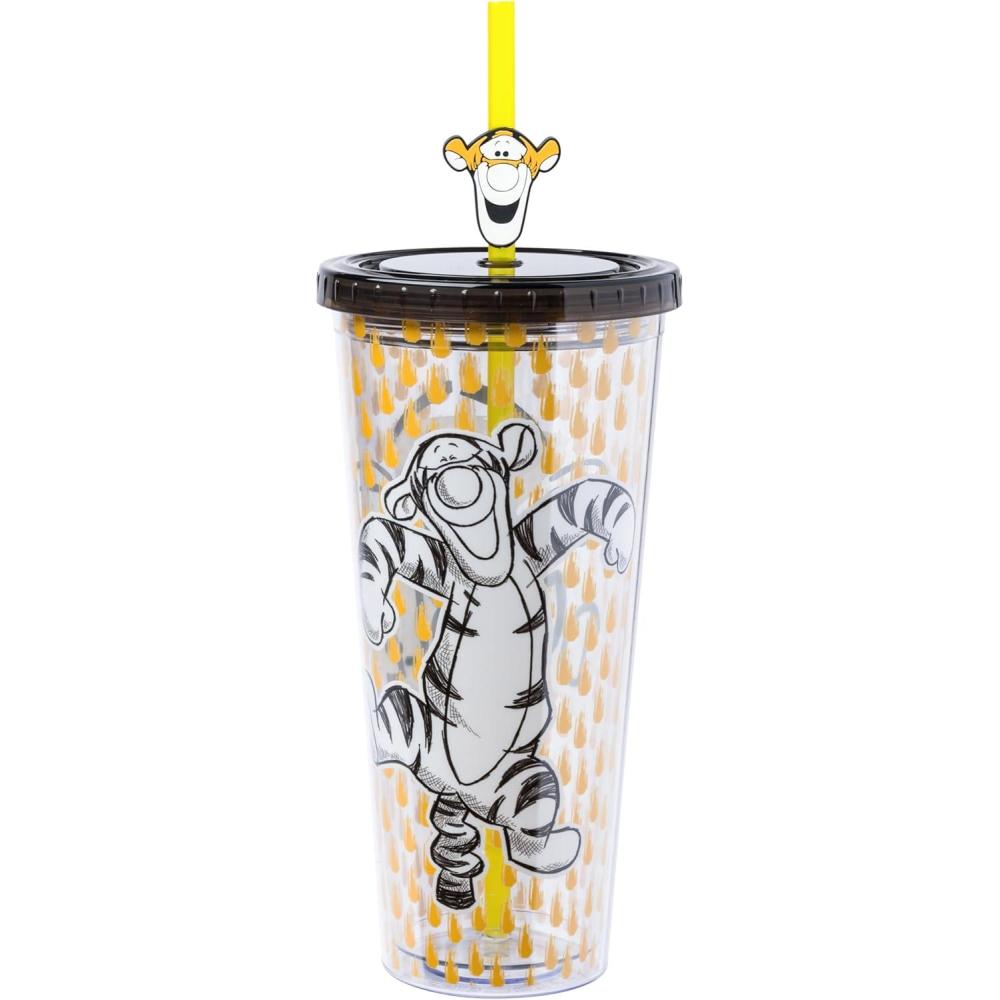 imageSilver Buffalo Disney Lilo and Stitch Cosmic Surfer Plastic Cold Cup with Lid and Straw Topper 24 OuncesTigger