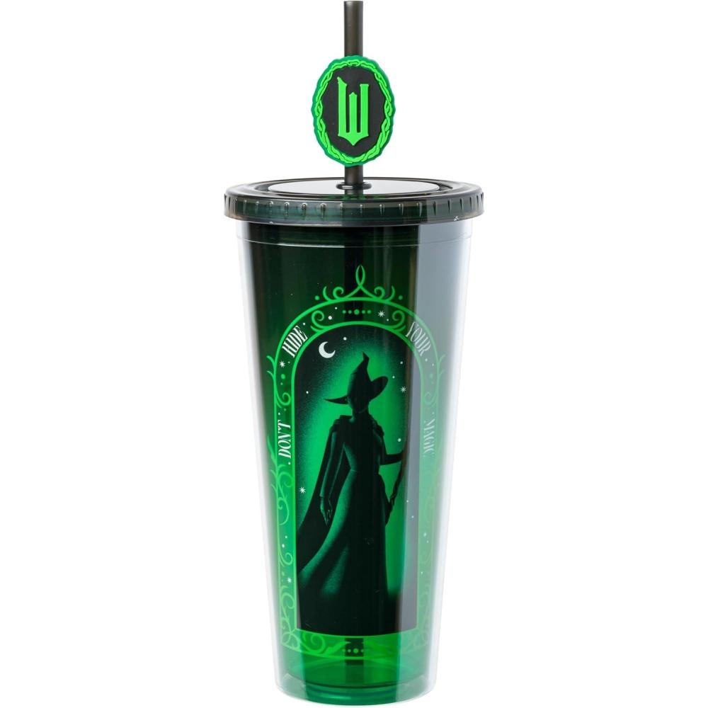 imageSilver Buffalo Disney Lilo and Stitch Cosmic Surfer Plastic Cold Cup with Lid and Straw Topper 24 OuncesWicked Elphaba Dont Hide Your Magic