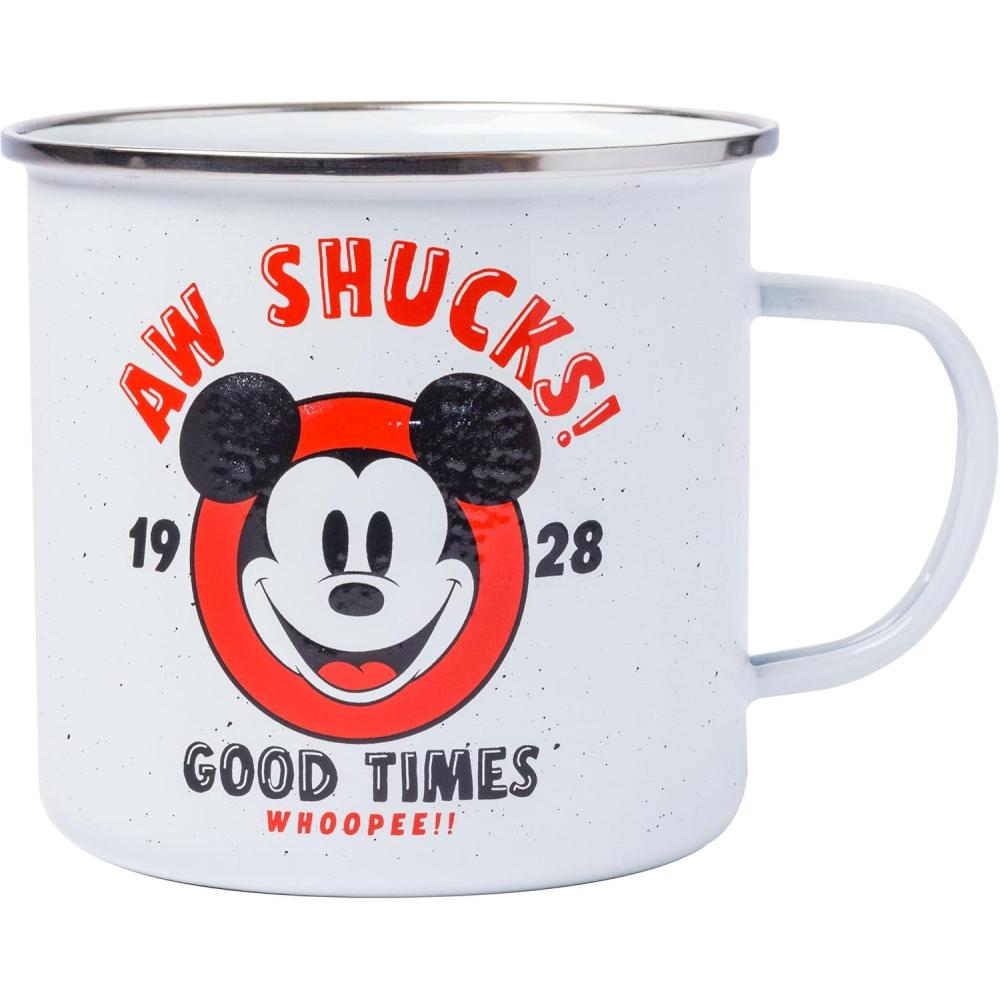 imageSilver Buffalo Disney Mickey Mouse Aw Shucks Whoopee Enamel Camper Mug 21 Ounces