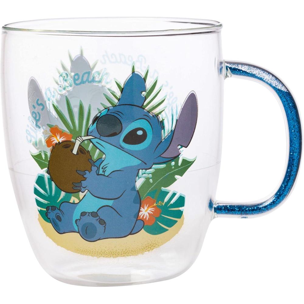 imageSilver Buffalo Disney Nightmare Before Christmas Forever and Always Glitter Handle Glass Mug 14 OuncesLilo and Stitch