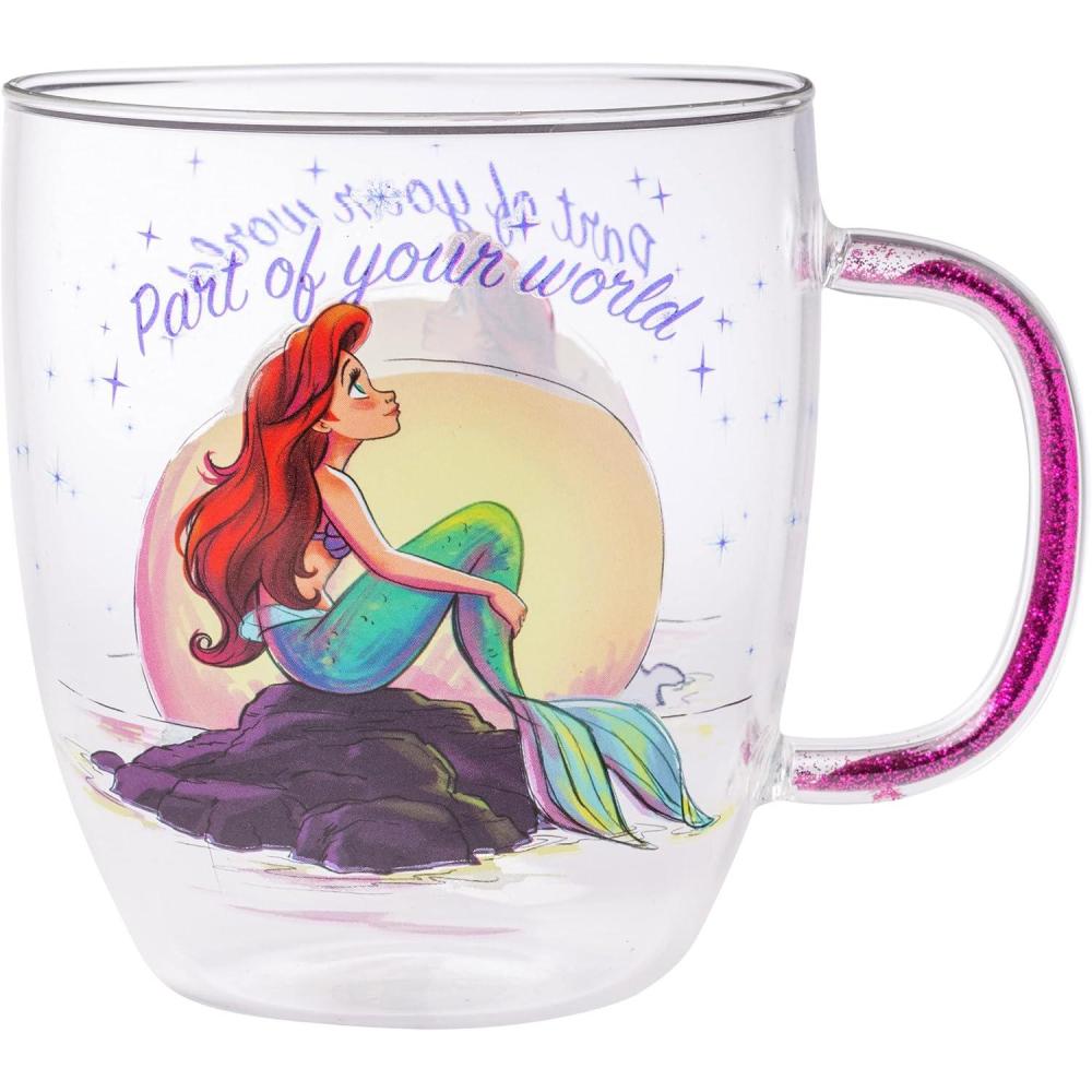 imageSilver Buffalo Disney Nightmare Before Christmas Forever and Always Glitter Handle Glass Mug 14 OuncesLittle Mermaid