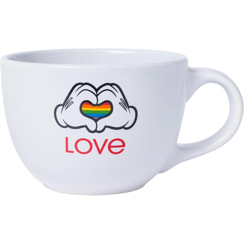 imageSilver Buffalo Disney Pride Mickey Hands Ceramic Camper Style Coffee Mugs 20 OuncesMickey Hands