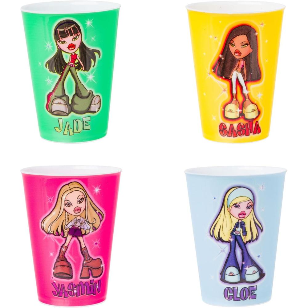 imageSilver Buffalo Disney Princess Featuring Belle Snow White Ariel and Cinderella Floral 4 Pack Plastic Mini Cup Set 15 OuncesBratz