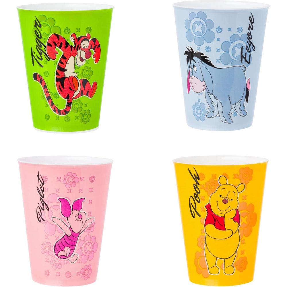 imageSilver Buffalo Disney Princess Featuring Belle Snow White Ariel and Cinderella Floral 4 Pack Plastic Mini Cup Set 15 OuncesWinnie the Pooh