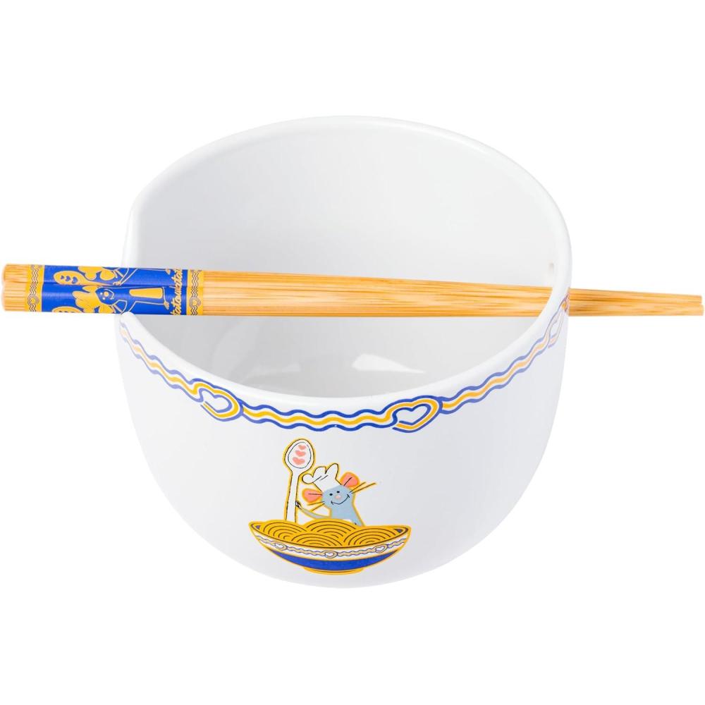 imageSilver Buffalo Disney Princess Little Mermaid Featuring Ariel Moon Ceramic Ramen Noodle Rice Bowl with Chopsticks Microwave Safe 20 OuncesRatatouille Remy