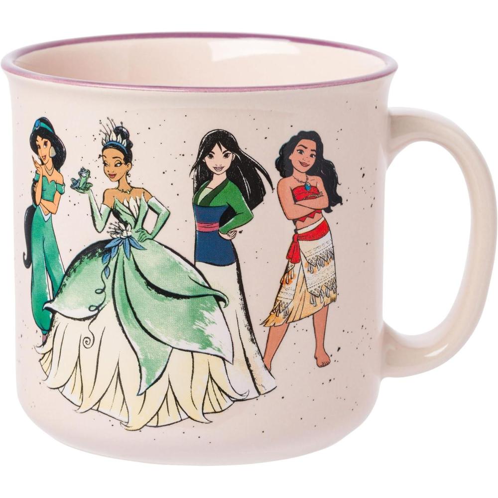 imageSilver Buffalo Disney Princess Mystic Tarot Card Featuring Cinderella Ariel Tiana and Belle Ceramic Camper Mug 20 OuncesLive Your Story 20 Ounces