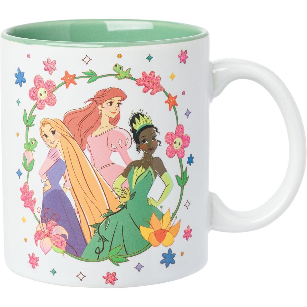 imageSilver Buffalo Disney Princess Mystic Tarot Card Featuring Cinderella Ariel Tiana and Belle Ceramic Camper Mug 20 OuncesMake Your Dreams Happen Glitter 20 Ounces
