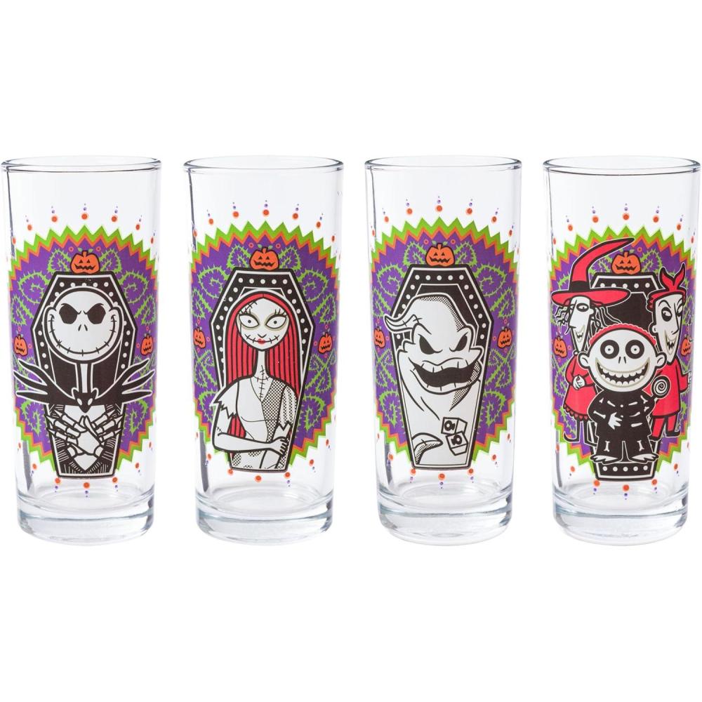 imageSilver Buffalo Disney Tim Burton Nightmare Before Christmas Day of the Dead Design 4 Pack Tumbler Glass Set 10 OuncesDisney Nightmare Before Christmas