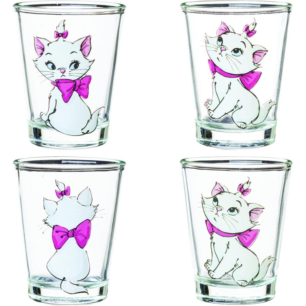 imageSilver Buffalo Disney Vintage Minnie Mouse 4 Pack Mini Glasses Set 15 OunceAristocats Marie Poses