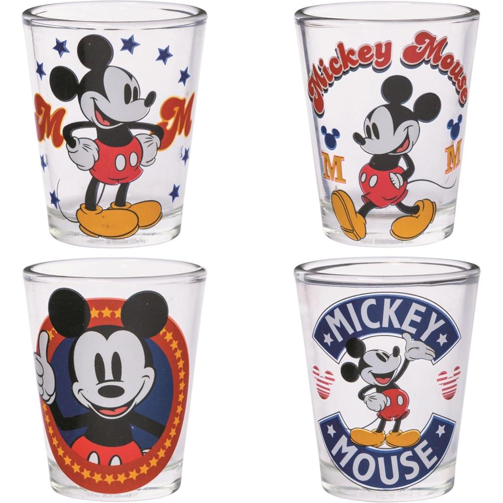 imageSilver Buffalo Disney Vintage Minnie Mouse 4 Pack Mini Glasses Set 15 OunceClassic Mickey Mouse