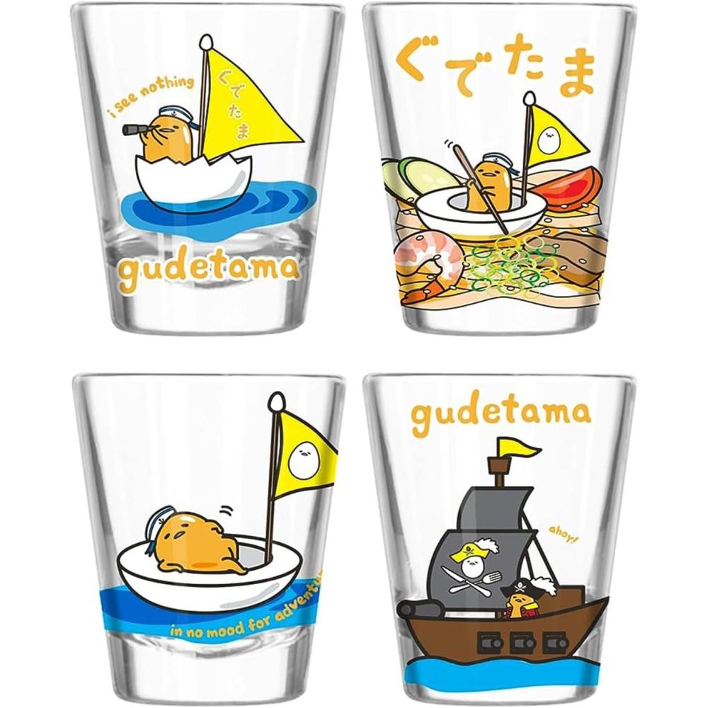 imageSilver Buffalo Disney Vintage Minnie Mouse 4 Pack Mini Glasses Set 15 OunceGudetama Lost at Sea