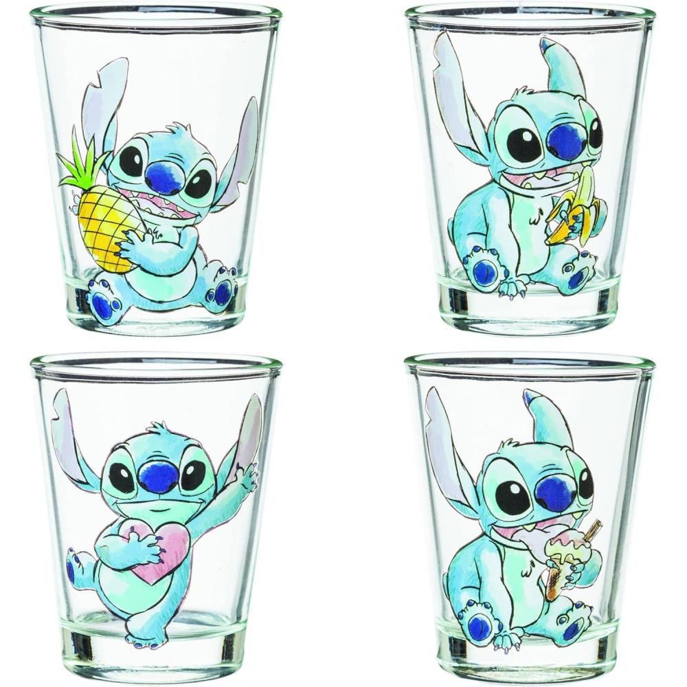 imageSilver Buffalo Disney Vintage Minnie Mouse 4 Pack Mini Glasses Set 15 OunceLilo and Stitch Food and Love