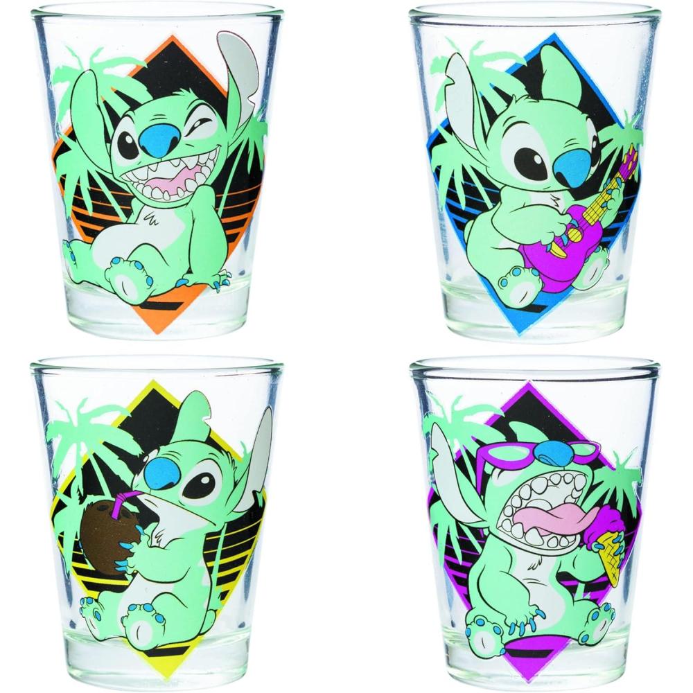 imageSilver Buffalo Disney Vintage Minnie Mouse 4 Pack Mini Glasses Set 15 OunceLilo and Stitch Poses