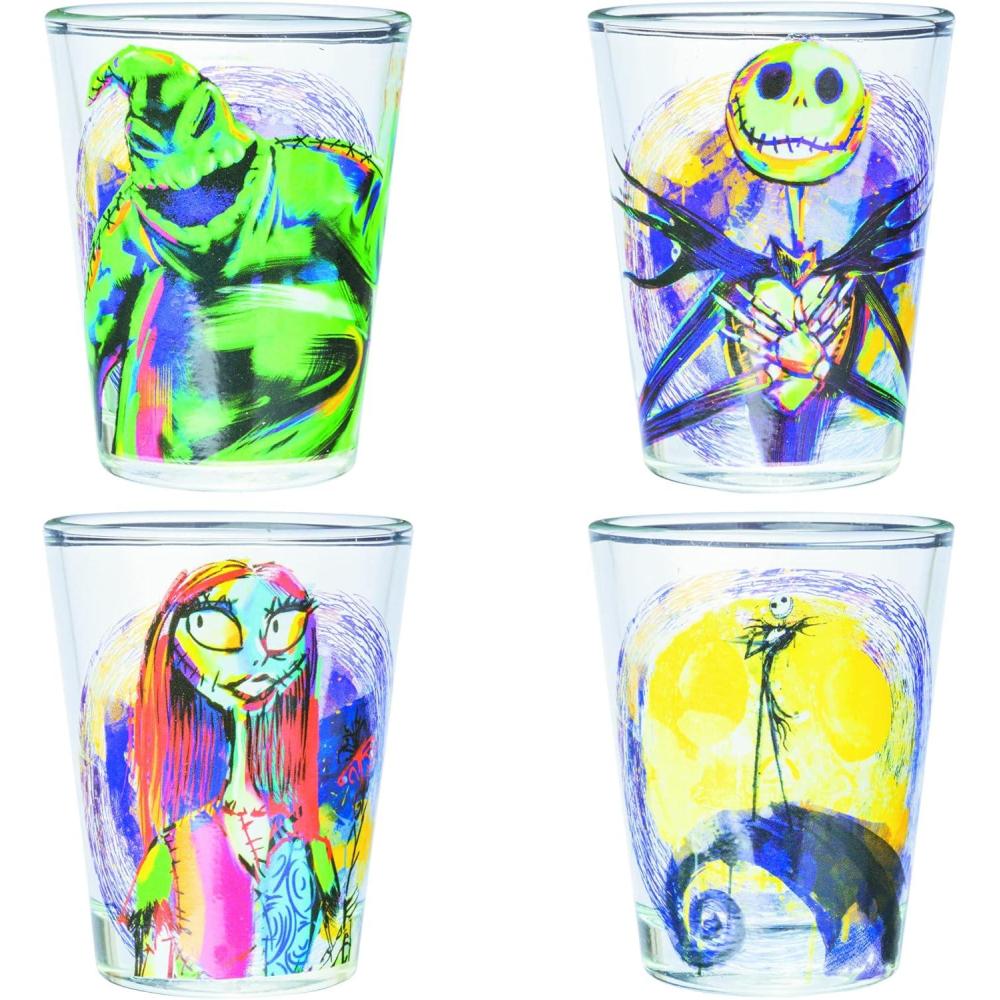 imageSilver Buffalo Disney Vintage Minnie Mouse 4 Pack Mini Glasses Set 15 OunceNightmare Before Christmas Painting