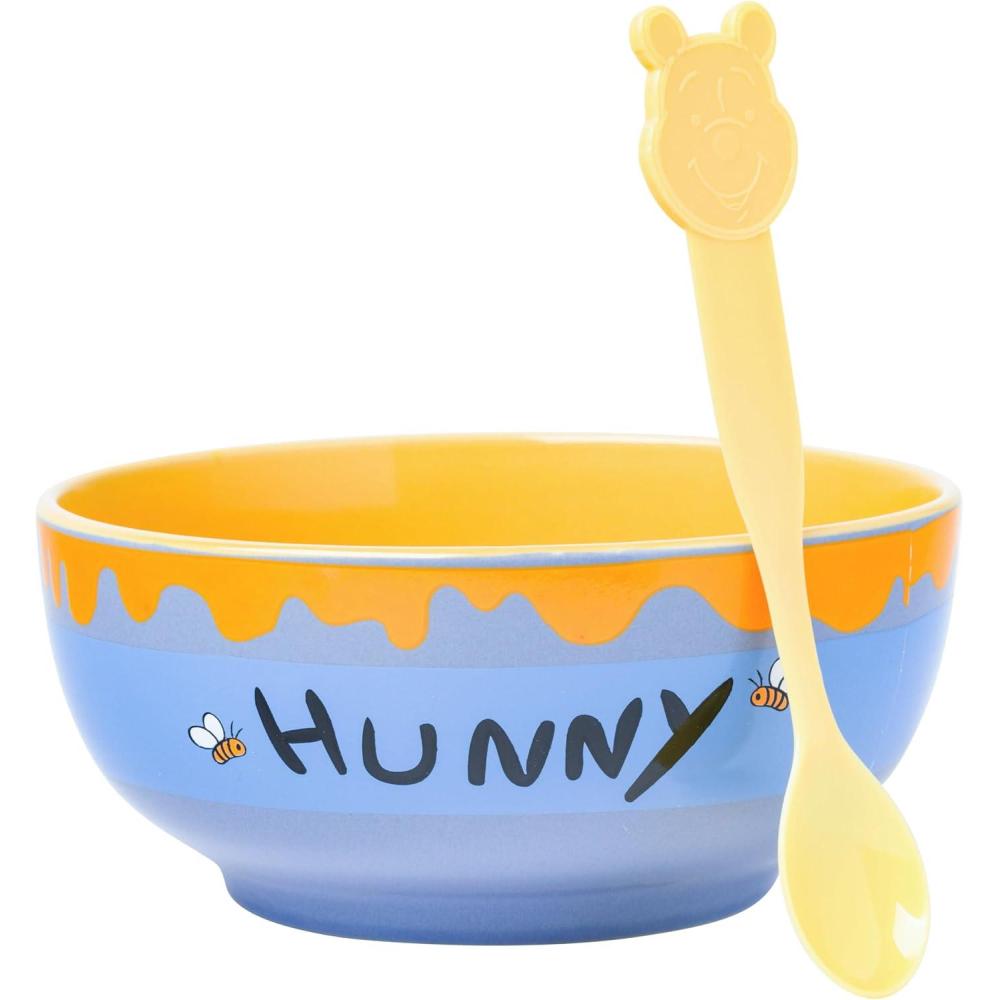 imageSilver Buffalo Disney Winnie the Pooh Hunny Pot Ceramic Bowl with Color Changing Spoon 28 Ounces