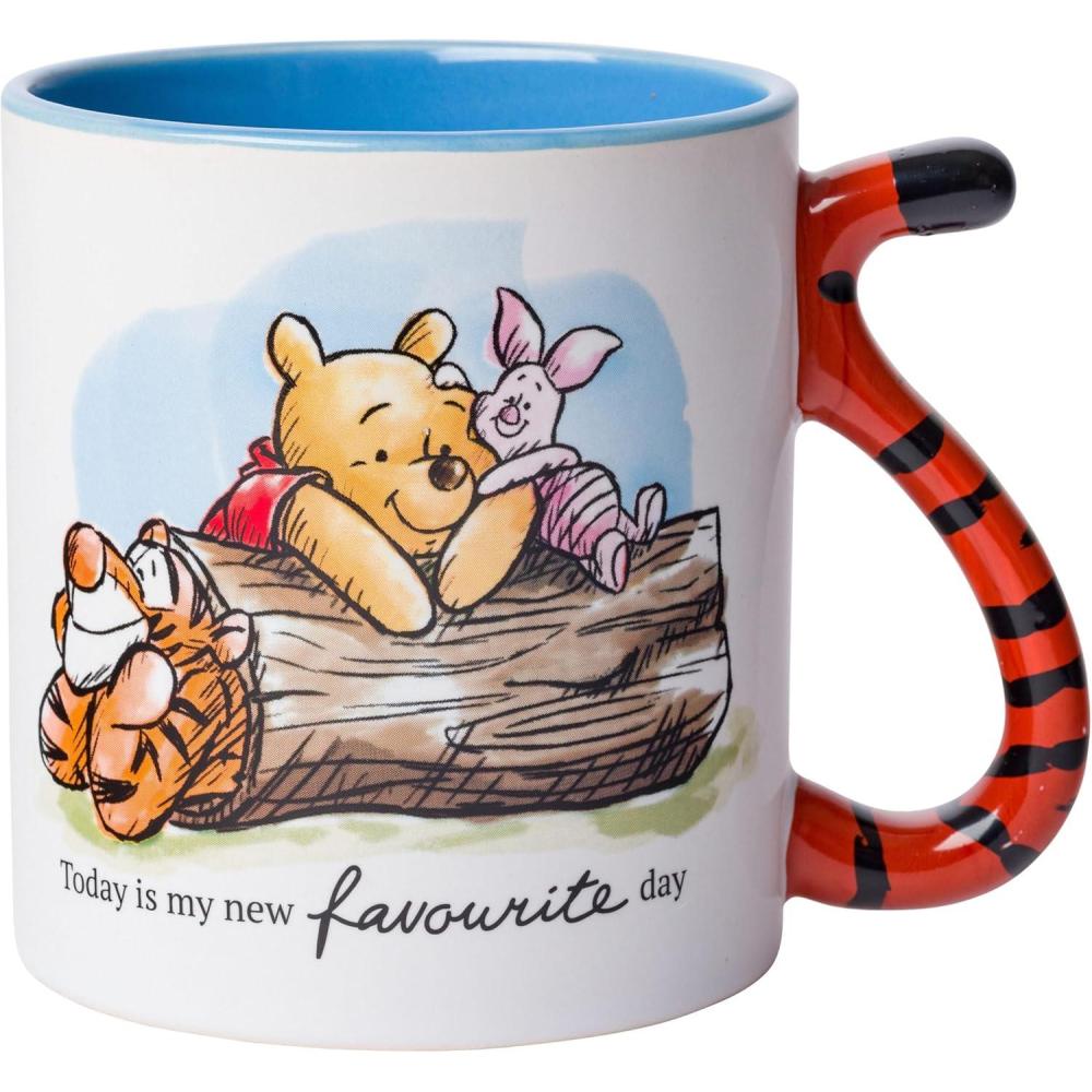 imageSilver Buffalo Disney Winnie the Pooh Today Is My New Favorite Day Tiggers Tail Sculpted 3D Handle Ceramic Mug 20 Ounces