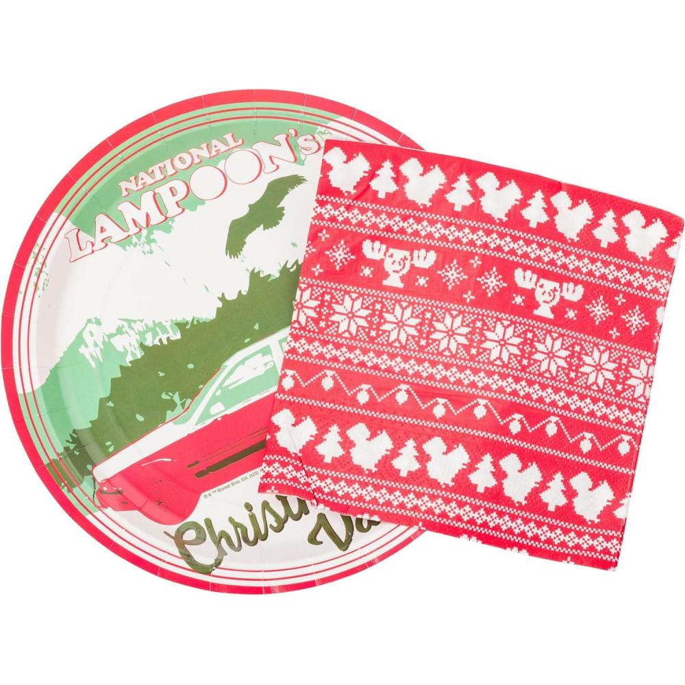imageSilver Buffalo Friday the 13th 32 Pack Partyware Disposable Paper Plates and NapkinsNational Lampoons Christmas Vacation 32 Pack