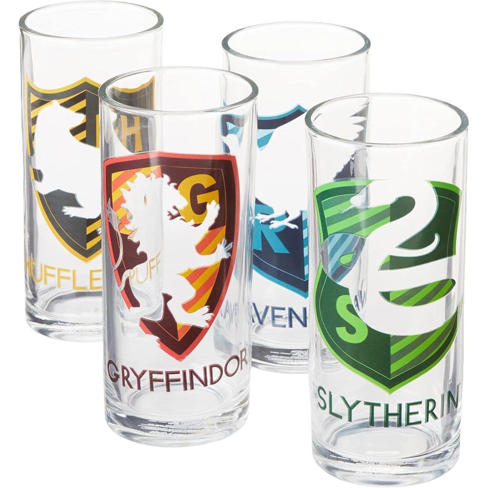 imageSilver Buffalo Harry Potter Hogwarts House Crests 4Pack Tumbler Set 10OuncesHogwarts Crests Silo Stripes