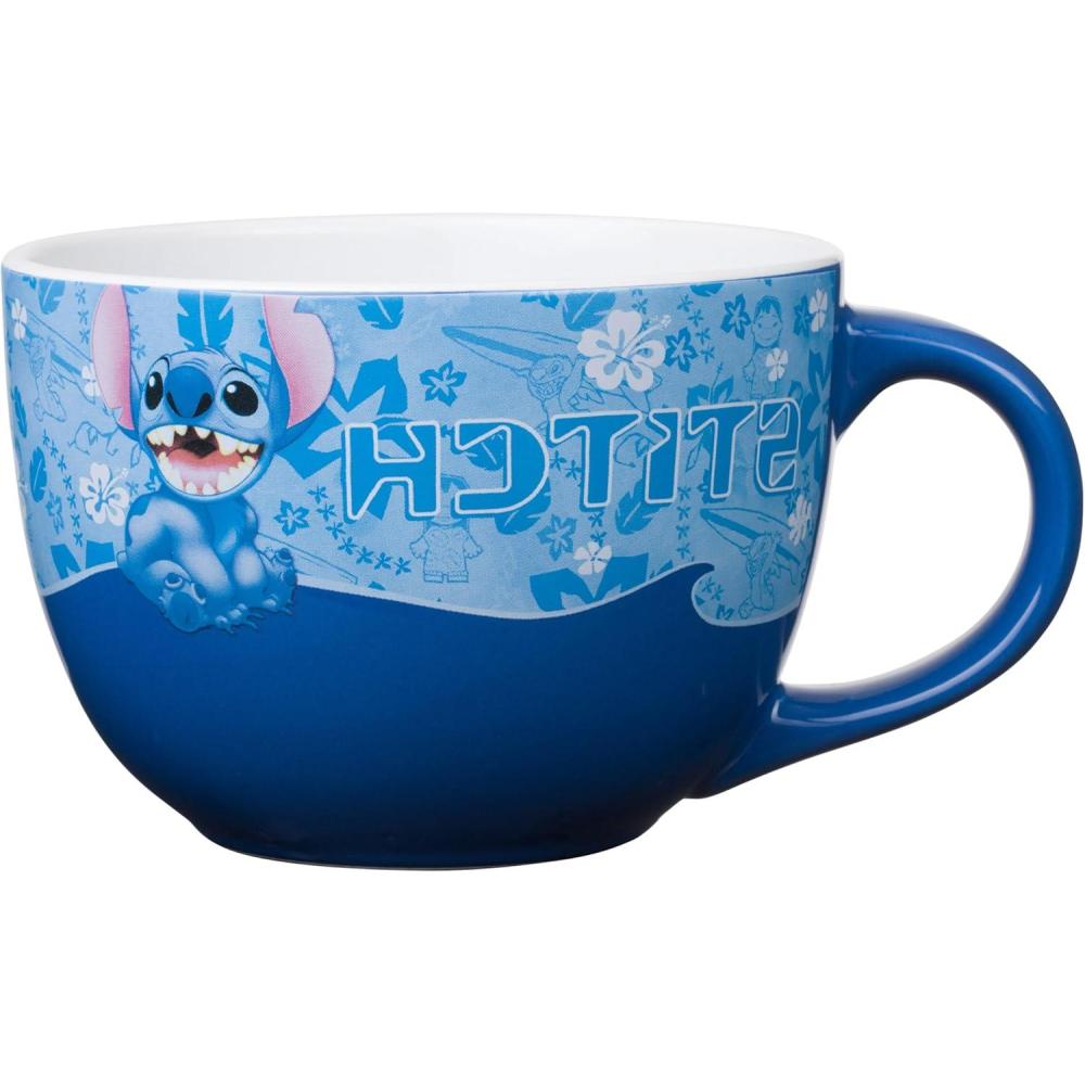 imageSilver Buffalo Lilo and Stitch Wavy Style Ceramic Soup Mug 24Ounces
