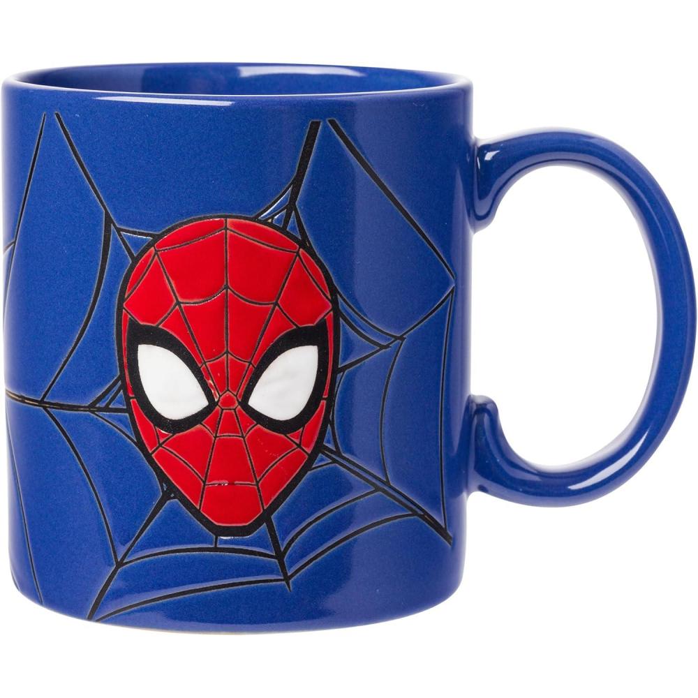imageSilver Buffalo Marvel Comics Spiderman Wax Resist Ceramic Mug 20 Ounces BlueMulti 20oz