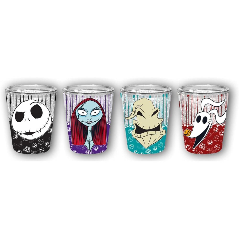 imageSilver Buffalo Nightmare Before Christmas Hack Bone Border Face 4pc Plastic Freeze Gel Mini Cup