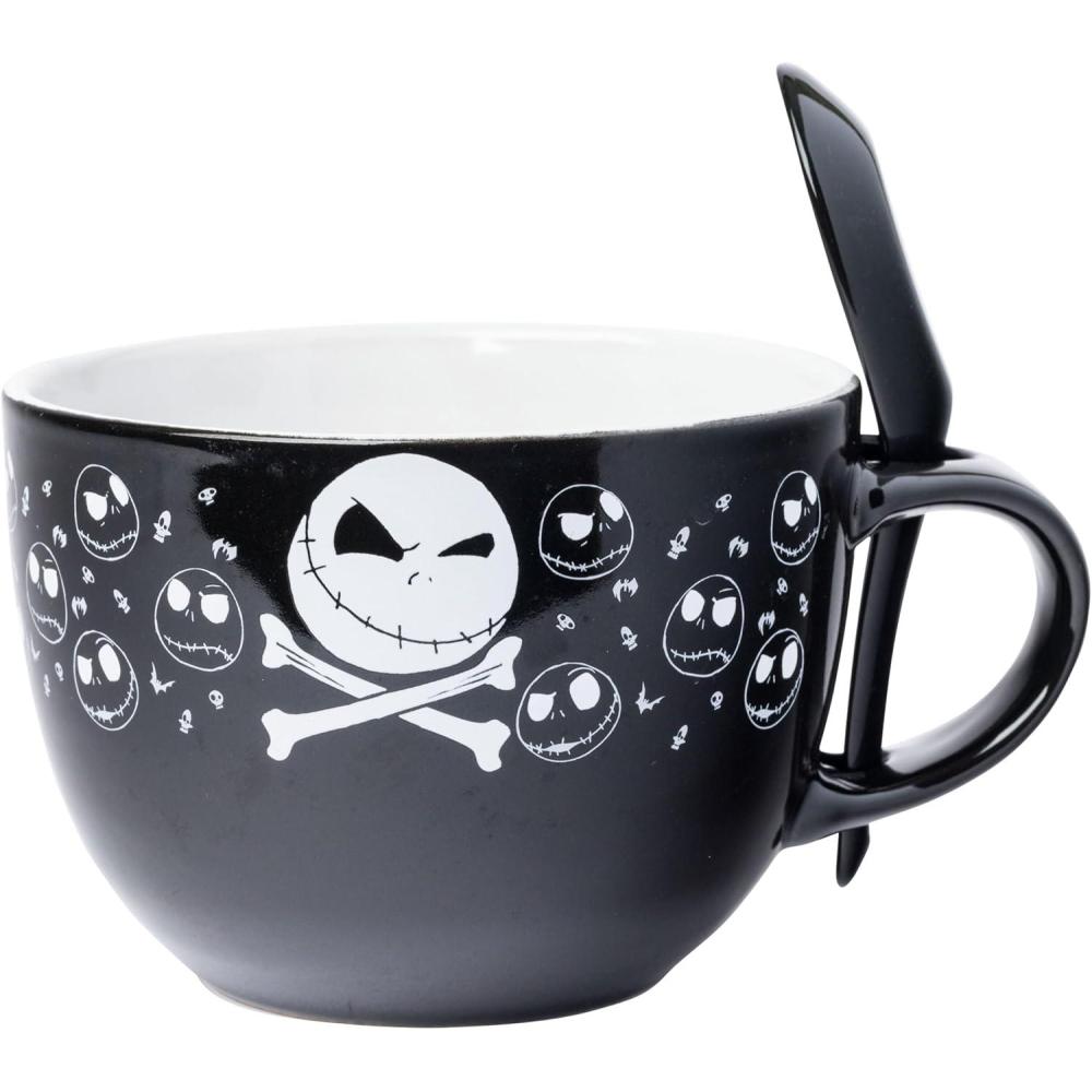 imageSilver Buffalo Nightmare Before Christmas Jack Cross Bones Boxed 24oz Ceramic Soup Mug with Spoon