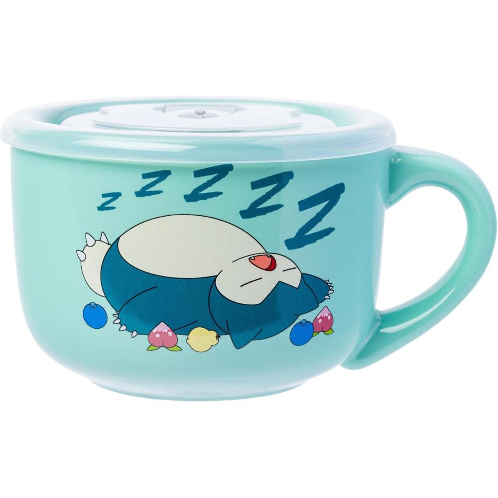 imageSilver Buffalo Pokmon Eat Sleep Repeat Ceramic Soup Mug with Vented Plastic Lid Featuring Snorlax 24 Ounces