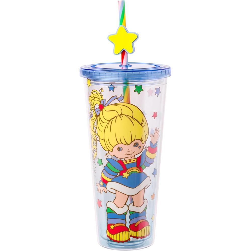 imageSilver Buffalo Rainbow Brite Plastic Cold Cup with Lid and Straw Topper 24 Ounces
