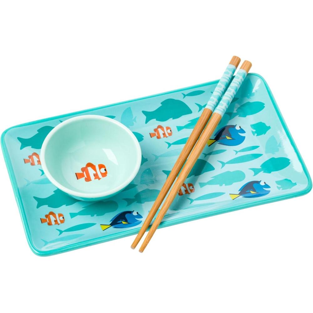 imageSilver Buffalo Rick and Morty Plant Portal Fall Ceramic Sushi Set with Dipping Sauce Dish and Matching ChopsticksFinding Nemo